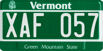 VT license plate XAF057