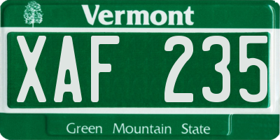 VT license plate XAF235