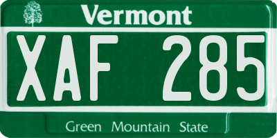 VT license plate XAF285