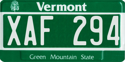 VT license plate XAF294
