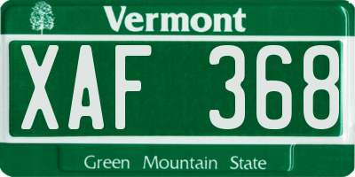 VT license plate XAF368