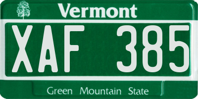 VT license plate XAF385