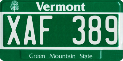 VT license plate XAF389