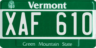 VT license plate XAF610