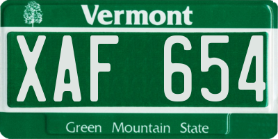 VT license plate XAF654