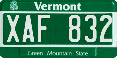 VT license plate XAF832