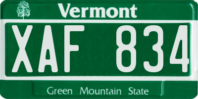 VT license plate XAF834