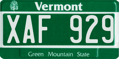 VT license plate XAF929