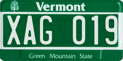 VT license plate XAG019