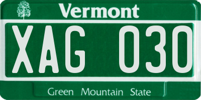 VT license plate XAG030