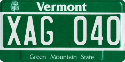 VT license plate XAG040