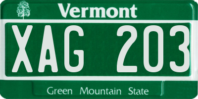 VT license plate XAG203