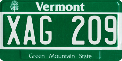 VT license plate XAG209