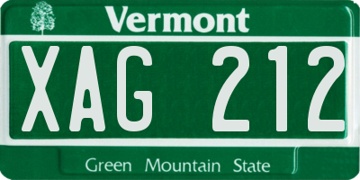 VT license plate XAG212