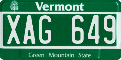 VT license plate XAG649