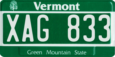 VT license plate XAG833