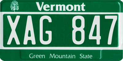 VT license plate XAG847