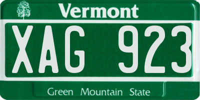 VT license plate XAG923