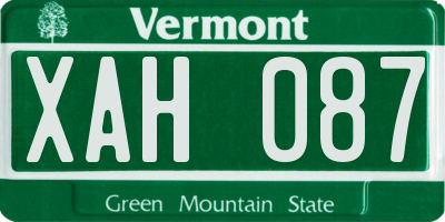 VT license plate XAH087