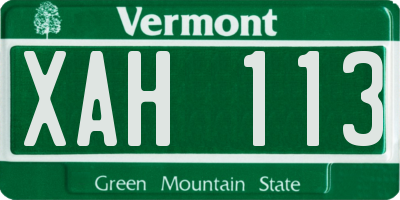 VT license plate XAH113