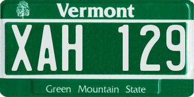 VT license plate XAH129