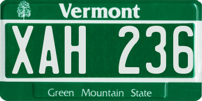 VT license plate XAH236