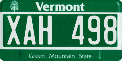VT license plate XAH498