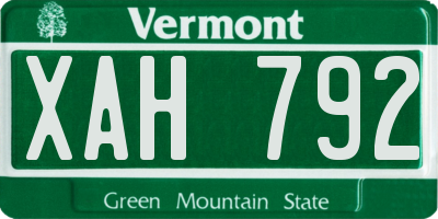 VT license plate XAH792