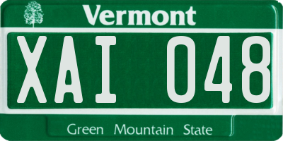 VT license plate XAI048