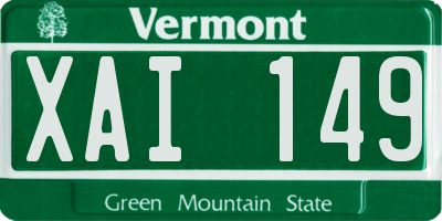 VT license plate XAI149