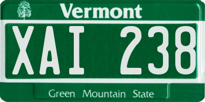 VT license plate XAI238