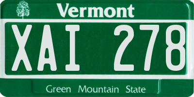 VT license plate XAI278