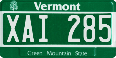 VT license plate XAI285
