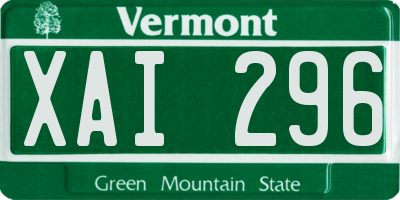 VT license plate XAI296
