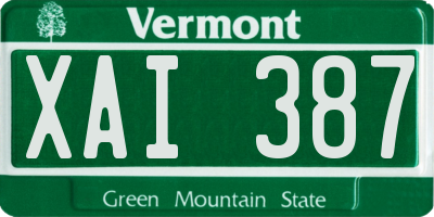 VT license plate XAI387