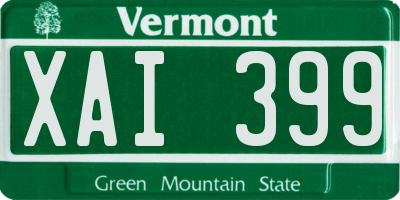 VT license plate XAI399