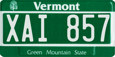VT license plate XAI857