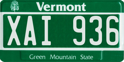 VT license plate XAI936