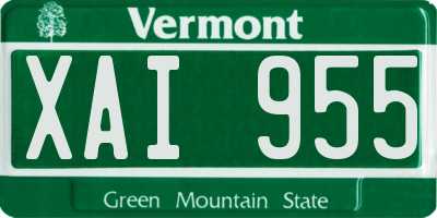 VT license plate XAI955