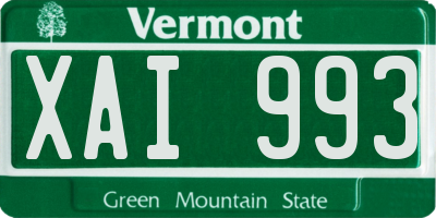 VT license plate XAI993