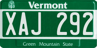 VT license plate XAJ292