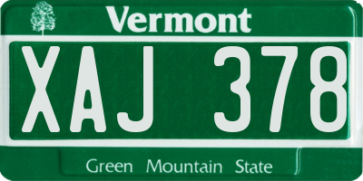 VT license plate XAJ378