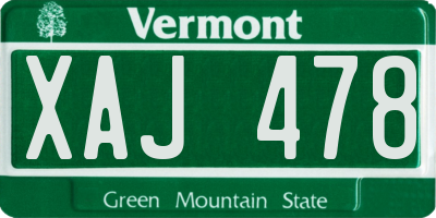 VT license plate XAJ478