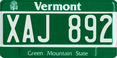 VT license plate XAJ892