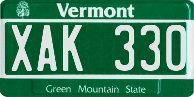 VT license plate XAK330