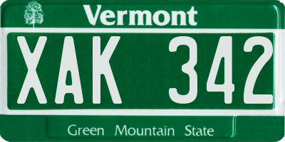 VT license plate XAK342