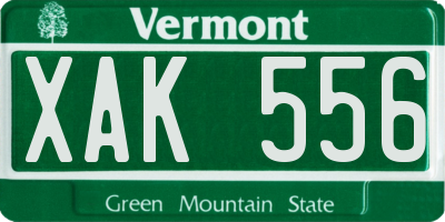 VT license plate XAK556