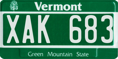 VT license plate XAK683