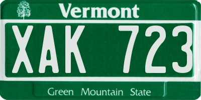 VT license plate XAK723