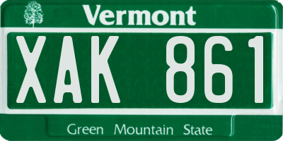 VT license plate XAK861